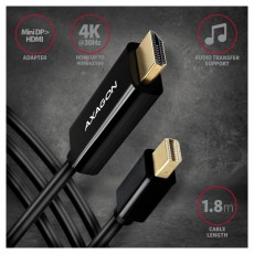 Axagon RVDM-HI14C2 Mini Displayport - HDMI 1.4 k&aacute;bel Tv kieg&eacute;sz&iacute;tők - K&aacute;bel / csatlakoz&oacute; - Hdmi k&aacute;bel - 391080