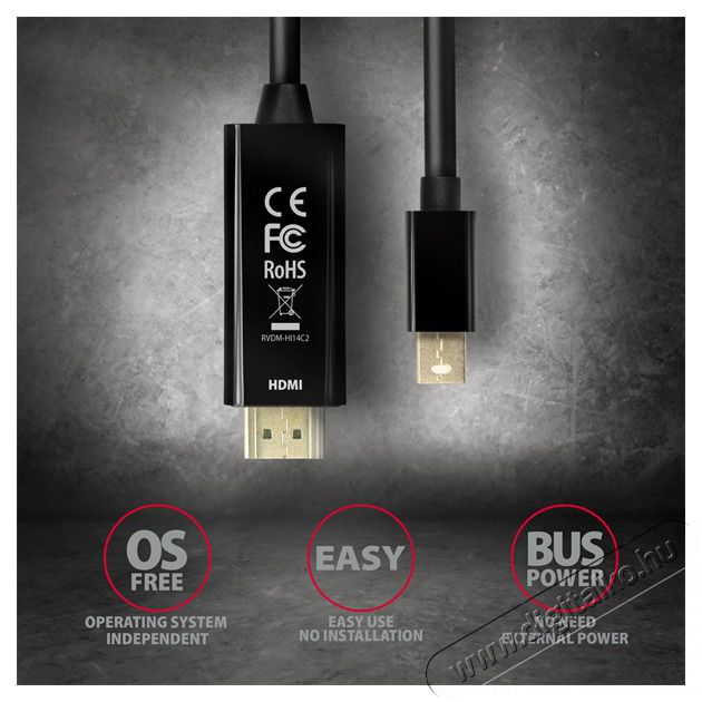 Axagon RVDM-HI14C2 Mini Displayport - HDMI 1.4 k&aacute;bel Tv kieg&eacute;sz&iacute;tők - K&aacute;bel / csatlakoz&oacute; - Hdmi k&aacute;bel - 391080