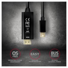 Axagon RVDM-HI14C2 Mini Displayport - HDMI 1.4 k&aacute;bel Tv kieg&eacute;sz&iacute;tők - K&aacute;bel / csatlakoz&oacute; - Hdmi k&aacute;bel - 391080