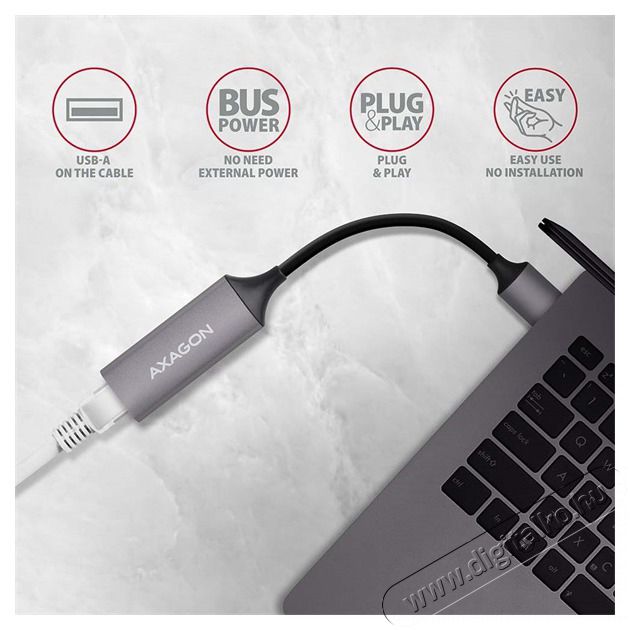 Axagon ADE-TR Type-A USB 3.2 - Gigabit Ethernet Adapter Iroda &eacute;s sz&aacute;m&iacute;t&aacute;stechnika - H&aacute;l&oacute;zat - H&aacute;l&oacute;zati kieg&eacute;sz&iacute;tő - 395308