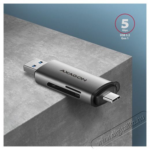 Axagon CRE-SAC USB 3.2 Type-A &eacute;s Type-C SD/microSD k&aacute;rtyaolvas&oacute; Mem&oacute;ria k&aacute;rtya / Pendrive - K&aacute;rtya olvas&oacute; - 395348