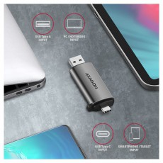 Axagon CRE-SAC USB 3.2 Type-A &eacute;s Type-C SD/microSD k&aacute;rtyaolvas&oacute; Mem&oacute;ria k&aacute;rtya / Pendrive - K&aacute;rtya olvas&oacute; - 395348