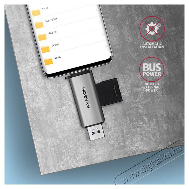 Axagon CRE-SAC USB 3.2 Type-A &eacute;s Type-C SD/microSD k&aacute;rtyaolvas&oacute; Mem&oacute;ria k&aacute;rtya / Pendrive - K&aacute;rtya olvas&oacute; - 395348