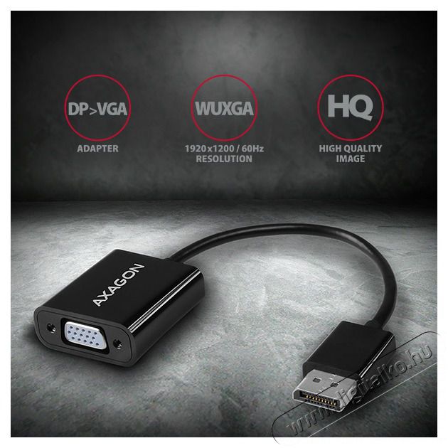 Axagon RVD-VGN Displayport - VGA Adapter Tv kieg&eacute;sz&iacute;tők - K&aacute;bel / csatlakoz&oacute; - Csatlakoz&oacute; / eloszt&oacute; / &aacute;talak&iacute;t&oacute; - 395418