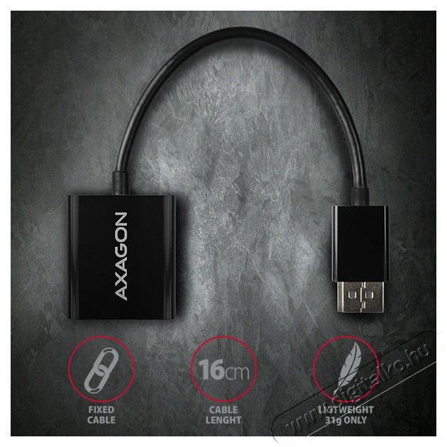 Axagon RVD-VGN Displayport - VGA Adapter Tv kieg&eacute;sz&iacute;tők - K&aacute;bel / csatlakoz&oacute; - Csatlakoz&oacute; / eloszt&oacute; / &aacute;talak&iacute;t&oacute; - 395418