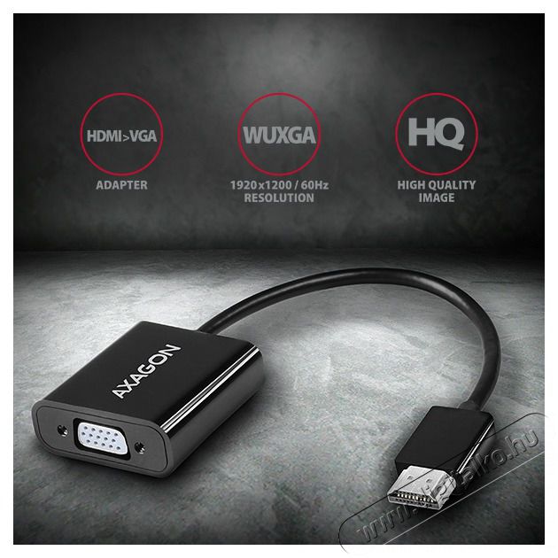 Axagon RVH-VGAN HDMI - VGA + Audio out adapter Tv kieg&eacute;sz&iacute;tők - K&aacute;bel / csatlakoz&oacute; - Csatlakoz&oacute; / eloszt&oacute; / &aacute;talak&iacute;t&oacute; - 395421