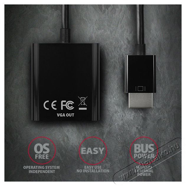 Axagon RVH-VGN HDMI - VGA adapter Tv kieg&eacute;sz&iacute;tők - K&aacute;bel / csatlakoz&oacute; - Csatlakoz&oacute; / eloszt&oacute; / &aacute;talak&iacute;t&oacute; - 395422