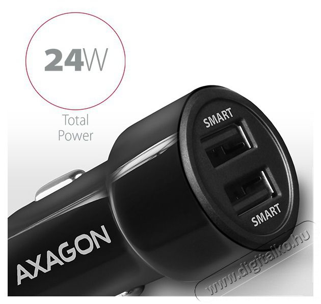 Axagon PWC-5V5 2.4A + 2.4A fekete aut&oacute;s t&ouml;ltő Aut&oacute;hifi / Aut&oacute; felszerel&eacute;s - Aut&oacute;s t&ouml;ltő / szivargy&uacute;jt&oacute; adapter - 412851