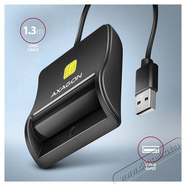Axagon CRE-SM3N USB Smart card FlatReader okos k&aacute;rtyaolvas&oacute; Mem&oacute;ria k&aacute;rtya / Pendrive - K&aacute;rtya olvas&oacute; - 459129