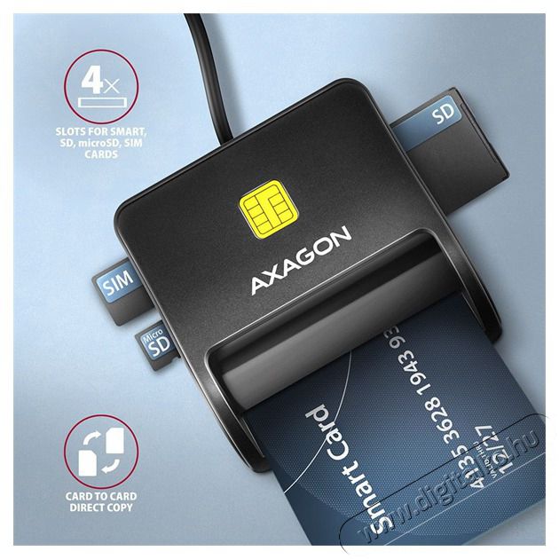 Axagon CRE-SM3SD USB Smart card & SD/microSD/SIM card FlatReader okos k&aacute;rtyaolvas&oacute; Iroda &eacute;s sz&aacute;m&iacute;t&aacute;stechnika - Egy&eacute;b sz&aacute;m&iacute;t&aacute;stechnikai term&eacute;k - 459130