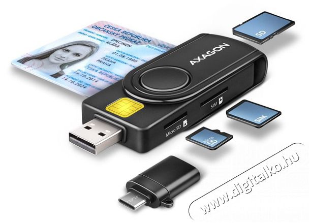Axagon CRE-SMP2A USB Smart card & SD/microSD/SIM card PocketReader &ouml;sszecsukhat&oacute; okos k&aacute;rtyaolvas&oacute; Iroda &eacute;s sz&aacute;m&iacute;t&aacute;stechnika - Egy&eacute;b sz&aacute;m&iacute;t&aacute;stechnikai term&eacute;k - 459256