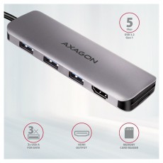 Axagon HMC-HCR3A SuperSpeed USB-C COMBO 5in1 HUB Iroda &eacute;s sz&aacute;m&iacute;t&aacute;stechnika - Sz&aacute;m&iacute;t&oacute;g&eacute;p tartoz&eacute;k - USB k&aacute;bel - 458801