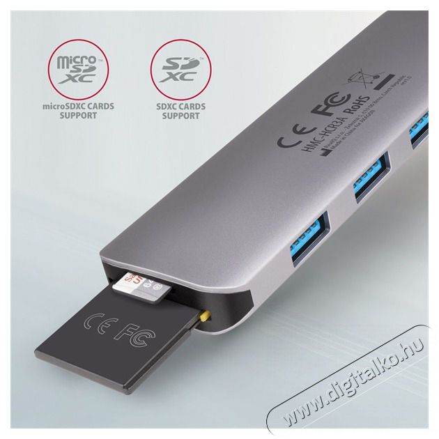 Axagon HMC-HCR3A SuperSpeed USB-C COMBO 5in1 HUB Iroda &eacute;s sz&aacute;m&iacute;t&aacute;stechnika - Sz&aacute;m&iacute;t&oacute;g&eacute;p tartoz&eacute;k - USB k&aacute;bel - 458801