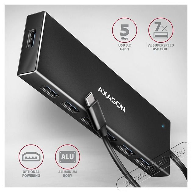 Axagon HUE-F7C SuperSpeed USB-C FLAT CHARGING hub Iroda &eacute;s sz&aacute;m&iacute;t&aacute;stechnika - Egy&eacute;b sz&aacute;m&iacute;t&aacute;stechnikai term&eacute;k - 459258