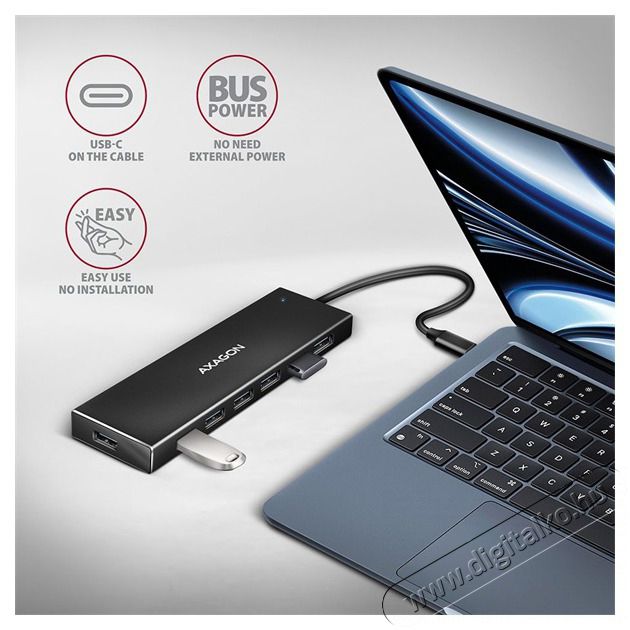Axagon HUE-F7C SuperSpeed USB-C FLAT CHARGING hub Iroda &eacute;s sz&aacute;m&iacute;t&aacute;stechnika - Egy&eacute;b sz&aacute;m&iacute;t&aacute;stechnikai term&eacute;k - 459258