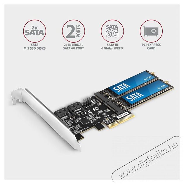 Axagon PCES-SA4M2 2db belső SATAIII portos + 2db SATA M.2 foglalat PCI-Express k&aacute;rtya Iroda &eacute;s sz&aacute;m&iacute;t&aacute;stechnika - Egy&eacute;b sz&aacute;m&iacute;t&aacute;stechnikai term&eacute;k - 458798