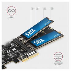 Axagon PCES-SA4M2 2db belső SATAIII portos + 2db SATA M.2 foglalat PCI-Express k&aacute;rtya Iroda &eacute;s sz&aacute;m&iacute;t&aacute;stechnika - Egy&eacute;b sz&aacute;m&iacute;t&aacute;stechnikai term&eacute;k - 458798