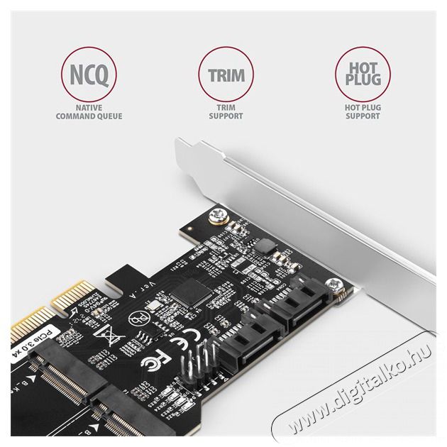 Axagon PCES-SA4M2 2db belső SATAIII portos + 2db SATA M.2 foglalat PCI-Express k&aacute;rtya Iroda &eacute;s sz&aacute;m&iacute;t&aacute;stechnika - Egy&eacute;b sz&aacute;m&iacute;t&aacute;stechnikai term&eacute;k - 458798