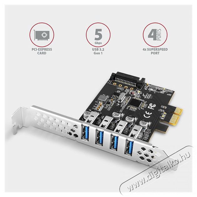 Axagon PCEU-43RS 4db USB 3.2 gen1 portos PCI-Express k&aacute;rtya Iroda &eacute;s sz&aacute;m&iacute;t&aacute;stechnika - Egy&eacute;b sz&aacute;m&iacute;t&aacute;stechnikai term&eacute;k - 458800