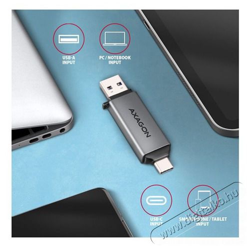 Axagon CRE-DAC Mobil USB 3.2 Gen 1 USB-C + USB-A SD/microSD mini k&aacute;rtyaolvas&oacute; Mem&oacute;ria k&aacute;rtya / Pendrive - K&aacute;rtya olvas&oacute; - 462227