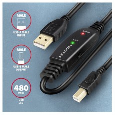 Axagon ADR-215B 15m USB 2.0 A apa - USB B apa akt&iacute;v repeater k&aacute;bel Iroda &eacute;s sz&aacute;m&iacute;t&aacute;stechnika - Sz&aacute;m&iacute;t&oacute;g&eacute;p tartoz&eacute;k - USB k&aacute;bel - 476872