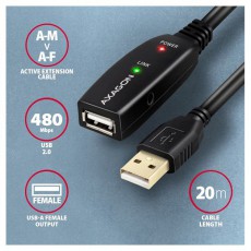 Axagon ADR-220 20m USB 2.0 A apa - anya akt&iacute;v repeater k&aacute;bel Iroda &eacute;s sz&aacute;m&iacute;t&aacute;stechnika - Sz&aacute;m&iacute;t&oacute;g&eacute;p tartoz&eacute;k - USB k&aacute;bel - 476873