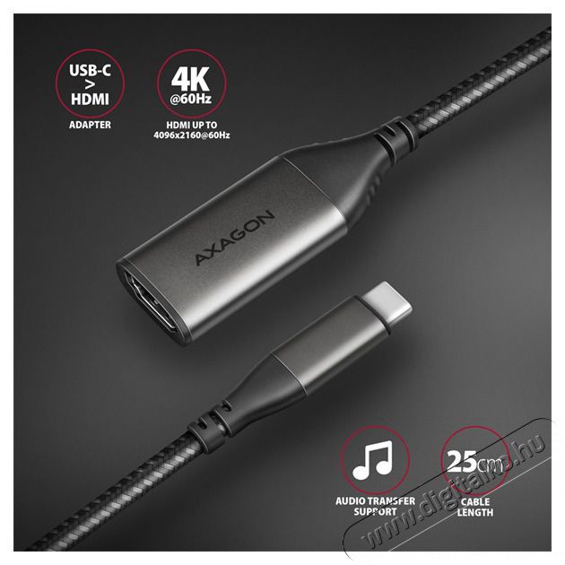 Axagon RVC-HI2M USB-C - HDMI 2.0 adapter Tv kieg&eacute;sz&iacute;tők - K&aacute;bel / csatlakoz&oacute; - Csatlakoz&oacute; / eloszt&oacute; / &aacute;talak&iacute;t&oacute; - 477466