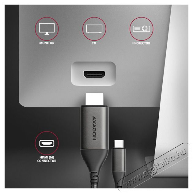 Axagon RVC-HI2MC USB-C - HDMI 2.0 k&aacute;bel Tv kieg&eacute;sz&iacute;tők - K&aacute;bel / csatlakoz&oacute; - Hdmi k&aacute;bel - 477446