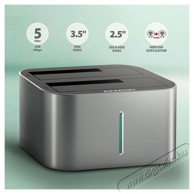 Axagon ADSA-DC SuperSpeed USB DUAL 2.5/3.5 HDD/SSD DUAL dokkol&oacute; Iroda &eacute;s sz&aacute;m&iacute;t&aacute;stechnika - Adatt&aacute;rol&oacute; / merevlemez - Kieg&eacute;sz&iacute;tő - 500358