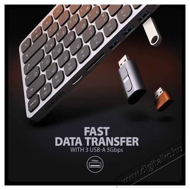 Axagon HMC-KB-HU Magyar billentyűzet &eacute;s 9 az 1-ben hub Mobil / Kommunik&aacute;ci&oacute; / Smart - Tablet / E-book kieg&eacute;sz&iacute;tő, tok - Billentyűzet - 500345
