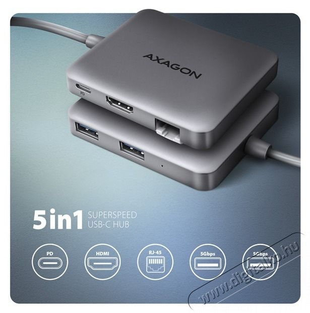 Axagon HMC-5HL SuperSpeed USB-C 5in1 hub Iroda &eacute;s sz&aacute;m&iacute;t&aacute;stechnika - Notebook kieg&eacute;sz&iacute;tő - USB hub / eloszt&oacute; - 500382