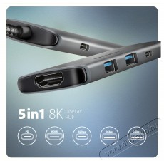Axagon HMC-5H8K USB-C 5Gbps 5in1 8K hub Iroda &eacute;s sz&aacute;m&iacute;t&aacute;stechnika - Notebook kieg&eacute;sz&iacute;tő - USB hub / eloszt&oacute; - 500354