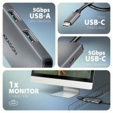 Axagon HMC-5H8K USB-C 5Gbps 5in1 8K hub Iroda &eacute;s sz&aacute;m&iacute;t&aacute;stechnika - Notebook kieg&eacute;sz&iacute;tő - USB hub / eloszt&oacute; - 500354