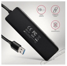 Axagon HUE-C1A TRAVEL Hub, USB-A 5Gbps, 4x USB-A, USB-C power IN, cable 19cm Iroda &eacute;s sz&aacute;m&iacute;t&aacute;stechnika - Notebook kieg&eacute;sz&iacute;tő - USB hub / eloszt&oacute; - 503333