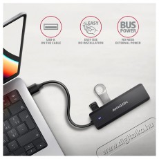 Axagon HUE-C1A TRAVEL Hub, USB-A 5Gbps, 4x USB-A, USB-C power IN, cable 19cm Iroda &eacute;s sz&aacute;m&iacute;t&aacute;stechnika - Notebook kieg&eacute;sz&iacute;tő - USB hub / eloszt&oacute; - 503333