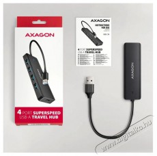 Axagon HUE-C1A TRAVEL Hub, USB-A 5Gbps, 4x USB-A, USB-C power IN, cable 19cm Iroda &eacute;s sz&aacute;m&iacute;t&aacute;stechnika - Notebook kieg&eacute;sz&iacute;tő - USB hub / eloszt&oacute; - 503333