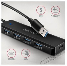 Axagon HUE-C1A TRAVEL Hub, USB-A 5Gbps, 4x USB-A, USB-C power IN, cable 19cm Iroda &eacute;s sz&aacute;m&iacute;t&aacute;stechnika - Notebook kieg&eacute;sz&iacute;tő - USB hub / eloszt&oacute; - 503333