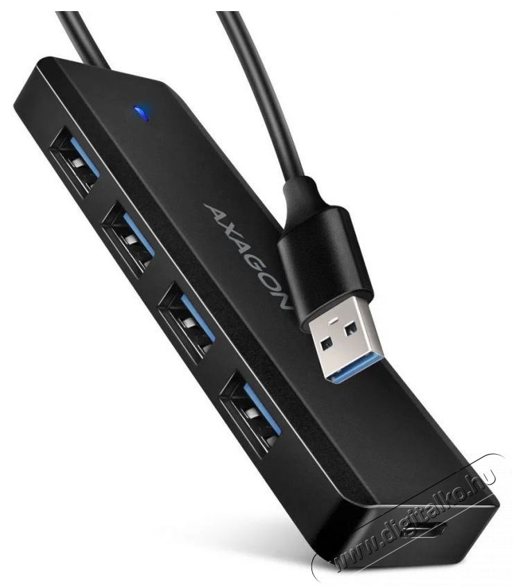 Axagon HUE-C1A TRAVEL Hub, USB-A 5Gbps, 4x USB-A, USB-C power IN, cable 19cm Iroda &eacute;s sz&aacute;m&iacute;t&aacute;stechnika - Notebook kieg&eacute;sz&iacute;tő - USB hub / eloszt&oacute; - 503333