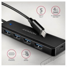 Axagon HUE-C1C TRAVEL Hub, USB-C 5Gbps, 4x USB-A, USB-C power IN, cable 19cm Iroda &eacute;s sz&aacute;m&iacute;t&aacute;stechnika - Notebook kieg&eacute;sz&iacute;tő - USB hub / eloszt&oacute; - 503332