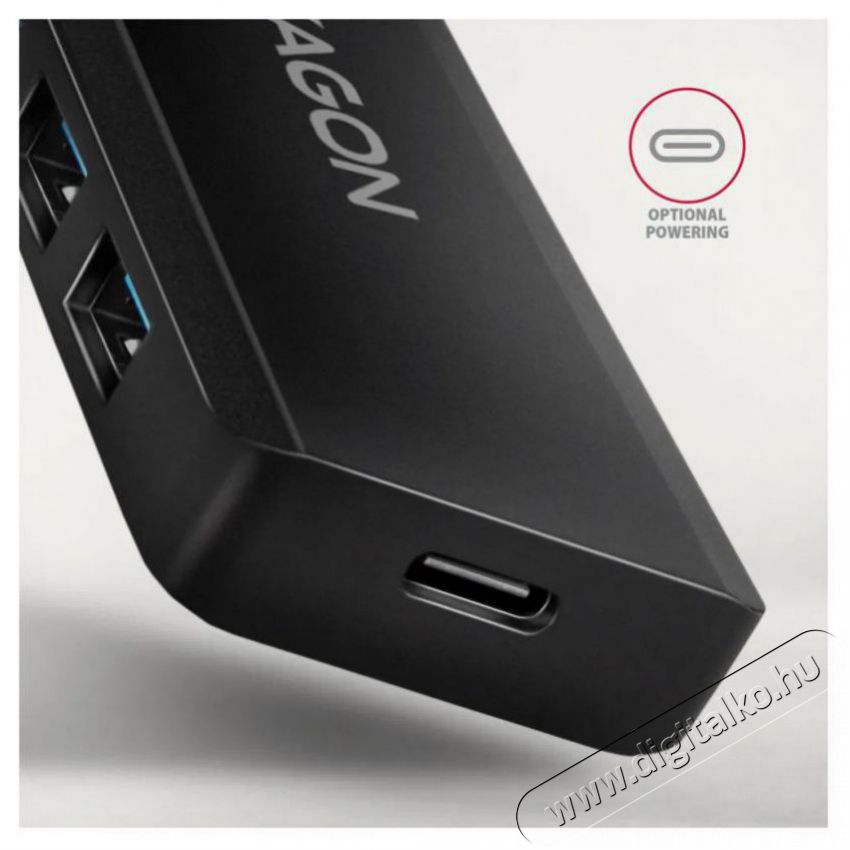 Axagon HUE-C1C TRAVEL Hub, USB-C 5Gbps, 4x USB-A, USB-C power IN, cable 19cm Iroda &eacute;s sz&aacute;m&iacute;t&aacute;stechnika - Notebook kieg&eacute;sz&iacute;tő - USB hub / eloszt&oacute; - 503332