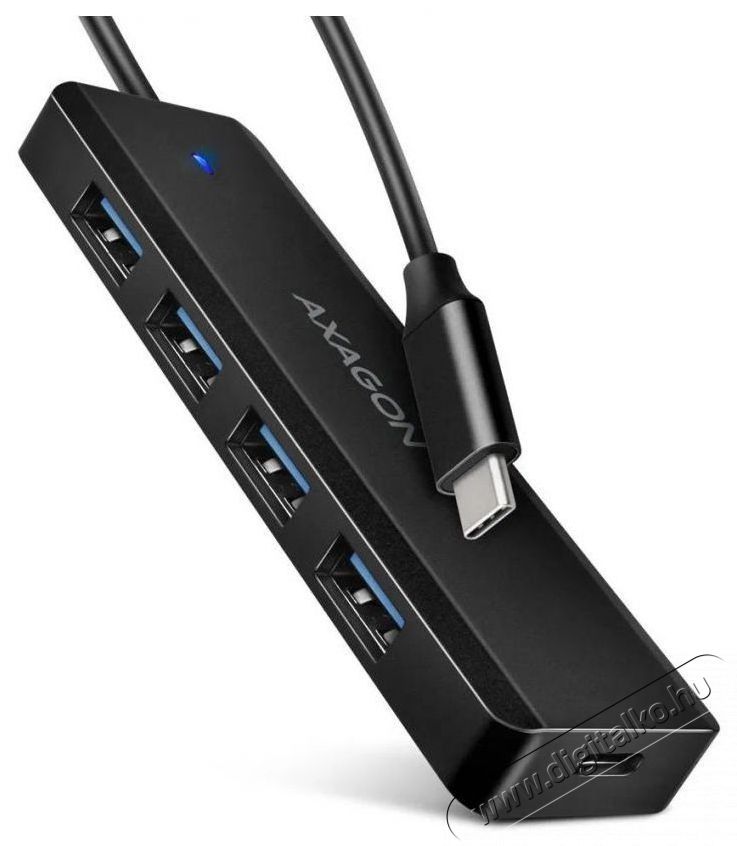 Axagon HUE-C1C TRAVEL Hub, USB-C 5Gbps, 4x USB-A, USB-C power IN, cable 19cm Iroda &eacute;s sz&aacute;m&iacute;t&aacute;stechnika - Notebook kieg&eacute;sz&iacute;tő - USB hub / eloszt&oacute; - 503332