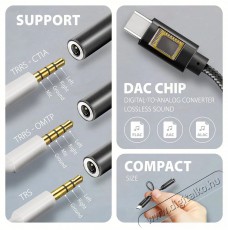 Axagon ADA-HC, Hi-Res DAC audio adapter, 384kHz / 32bit stereo, USB-C to 3,5mm jack Iroda &eacute;s sz&aacute;m&iacute;t&aacute;stechnika - Sz&aacute;m&iacute;t&oacute;g&eacute;p tartoz&eacute;k - Hangk&aacute;rtya - 503330
