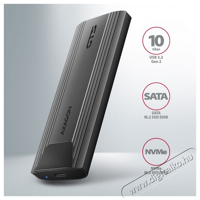 Axagon EEM2-GTS2 USB-C 3.2 Gen 2 M.2 NVMe/SATA sz&uuml;rke csavar n&eacute;lk&uuml;li k&uuml;lső SSD h&aacute;z Iroda &eacute;s sz&aacute;m&iacute;t&aacute;stechnika - Adatt&aacute;rol&oacute; / merevlemez - Kieg&eacute;sz&iacute;tő - 507219