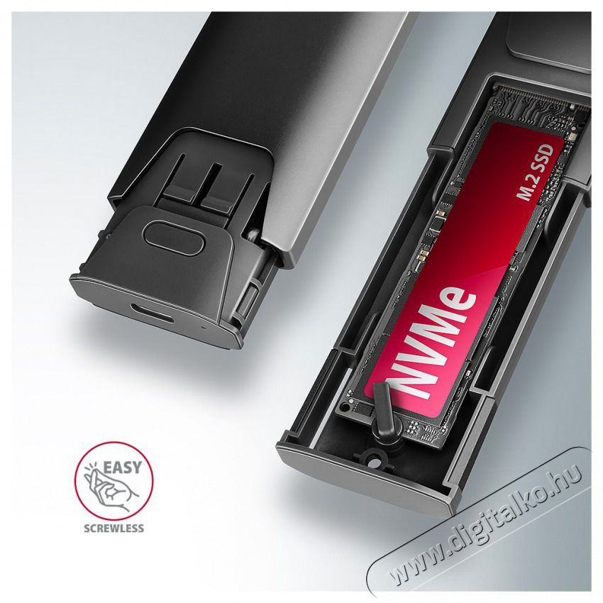 Axagon EEM2-GTS2 USB-C 3.2 Gen 2 M.2 NVMe/SATA sz&uuml;rke csavar n&eacute;lk&uuml;li k&uuml;lső SSD h&aacute;z Iroda &eacute;s sz&aacute;m&iacute;t&aacute;stechnika - Adatt&aacute;rol&oacute; / merevlemez - Kieg&eacute;sz&iacute;tő - 507219