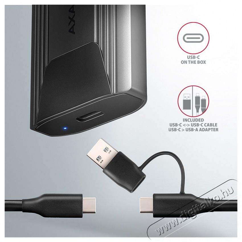 Axagon EEM2-GTS2 USB-C 3.2 Gen 2 M.2 NVMe/SATA sz&uuml;rke csavar n&eacute;lk&uuml;li k&uuml;lső SSD h&aacute;z Iroda &eacute;s sz&aacute;m&iacute;t&aacute;stechnika - Adatt&aacute;rol&oacute; / merevlemez - Kieg&eacute;sz&iacute;tő - 507219