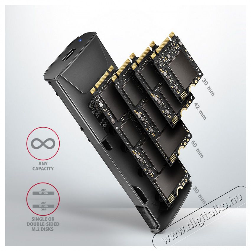 Axagon EEM2-GTS2 USB-C 3.2 Gen 2 M.2 NVMe/SATA sz&uuml;rke csavar n&eacute;lk&uuml;li k&uuml;lső SSD h&aacute;z Iroda &eacute;s sz&aacute;m&iacute;t&aacute;stechnika - Adatt&aacute;rol&oacute; / merevlemez - Kieg&eacute;sz&iacute;tő - 507219
