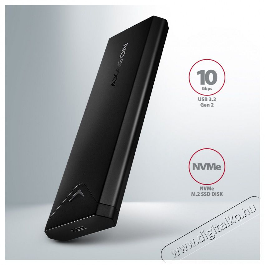 Axagon EEM2-UB2 USB-C 3.2 Gen 2 M.2 NVMe fekete csavar n&eacute;lk&uuml;li k&uuml;lső SSD h&aacute;z Iroda &eacute;s sz&aacute;m&iacute;t&aacute;stechnika - Adatt&aacute;rol&oacute; / merevlemez - Kieg&eacute;sz&iacute;tő - 507220