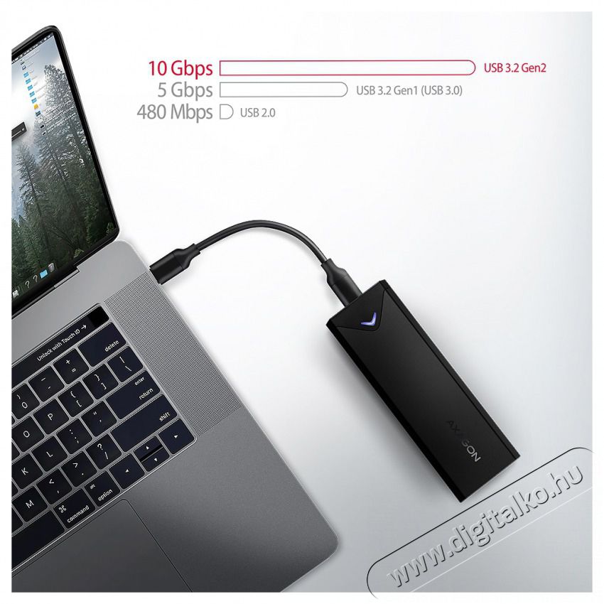 Axagon EEM2-UB2 USB-C 3.2 Gen 2 M.2 NVMe fekete csavar n&eacute;lk&uuml;li k&uuml;lső SSD h&aacute;z Iroda &eacute;s sz&aacute;m&iacute;t&aacute;stechnika - Adatt&aacute;rol&oacute; / merevlemez - Kieg&eacute;sz&iacute;tő - 507220