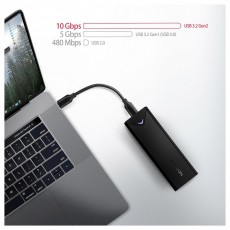 Axagon EEM2-UB2 USB-C 3.2 Gen 2 M.2 NVMe fekete csavar n&eacute;lk&uuml;li k&uuml;lső SSD h&aacute;z Iroda &eacute;s sz&aacute;m&iacute;t&aacute;stechnika - Adatt&aacute;rol&oacute; / merevlemez - Kieg&eacute;sz&iacute;tő - 507220