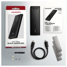 Axagon EEM2-UB2 USB-C 3.2 Gen 2 M.2 NVMe fekete csavar n&eacute;lk&uuml;li k&uuml;lső SSD h&aacute;z Iroda &eacute;s sz&aacute;m&iacute;t&aacute;stechnika - Adatt&aacute;rol&oacute; / merevlemez - Kieg&eacute;sz&iacute;tő - 507220